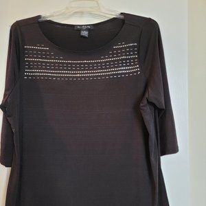 Elie McCarthry Black Mid Length Blouse Size 3x